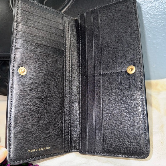 Tory Burch Black Quilted Shoulder Bag & Tory Burch Fleming Slim Wallet - Picture 14 of 16